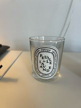 diptyque Clear Glass Candle Holder with Black & White Label